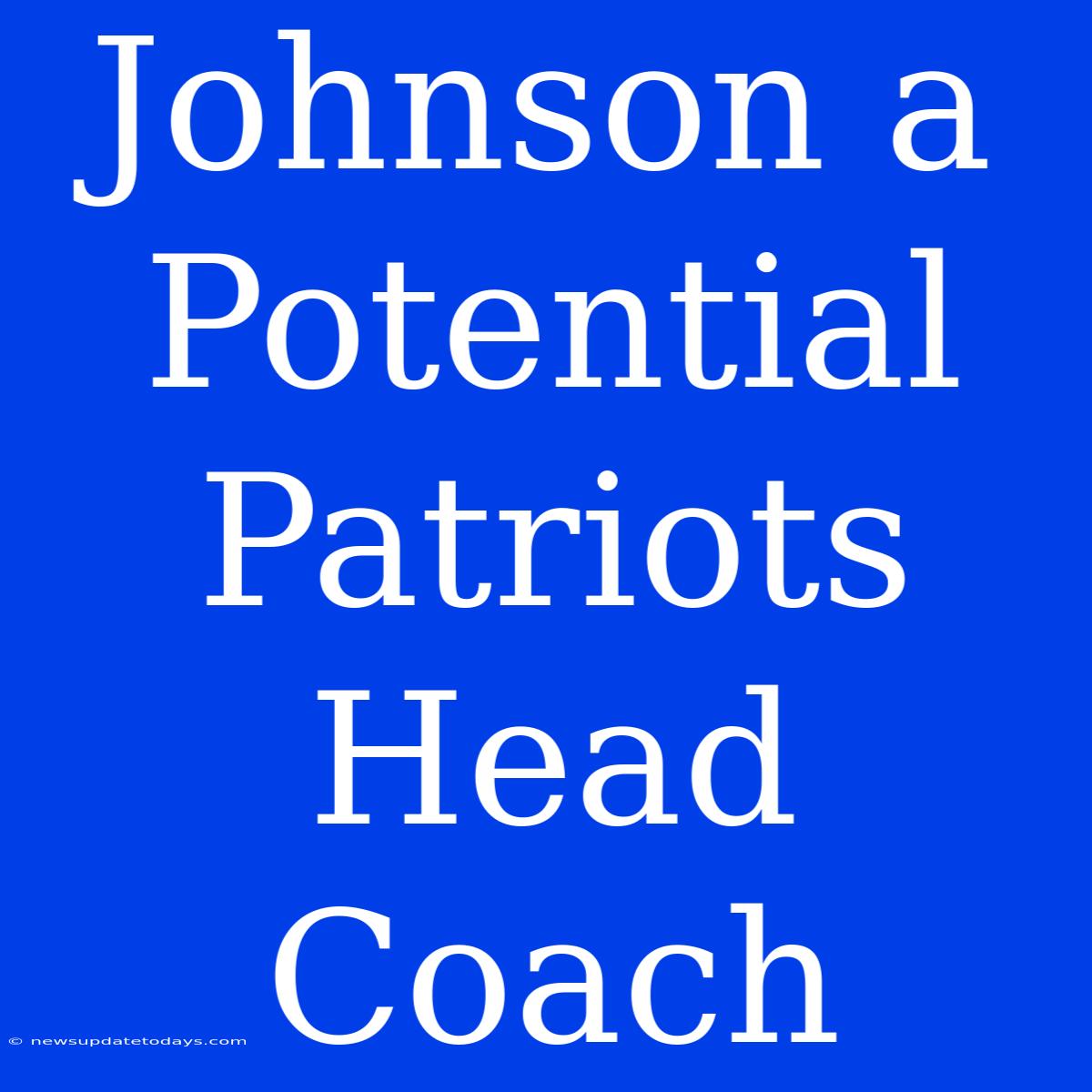 Johnson A Potential Patriots Head Coach