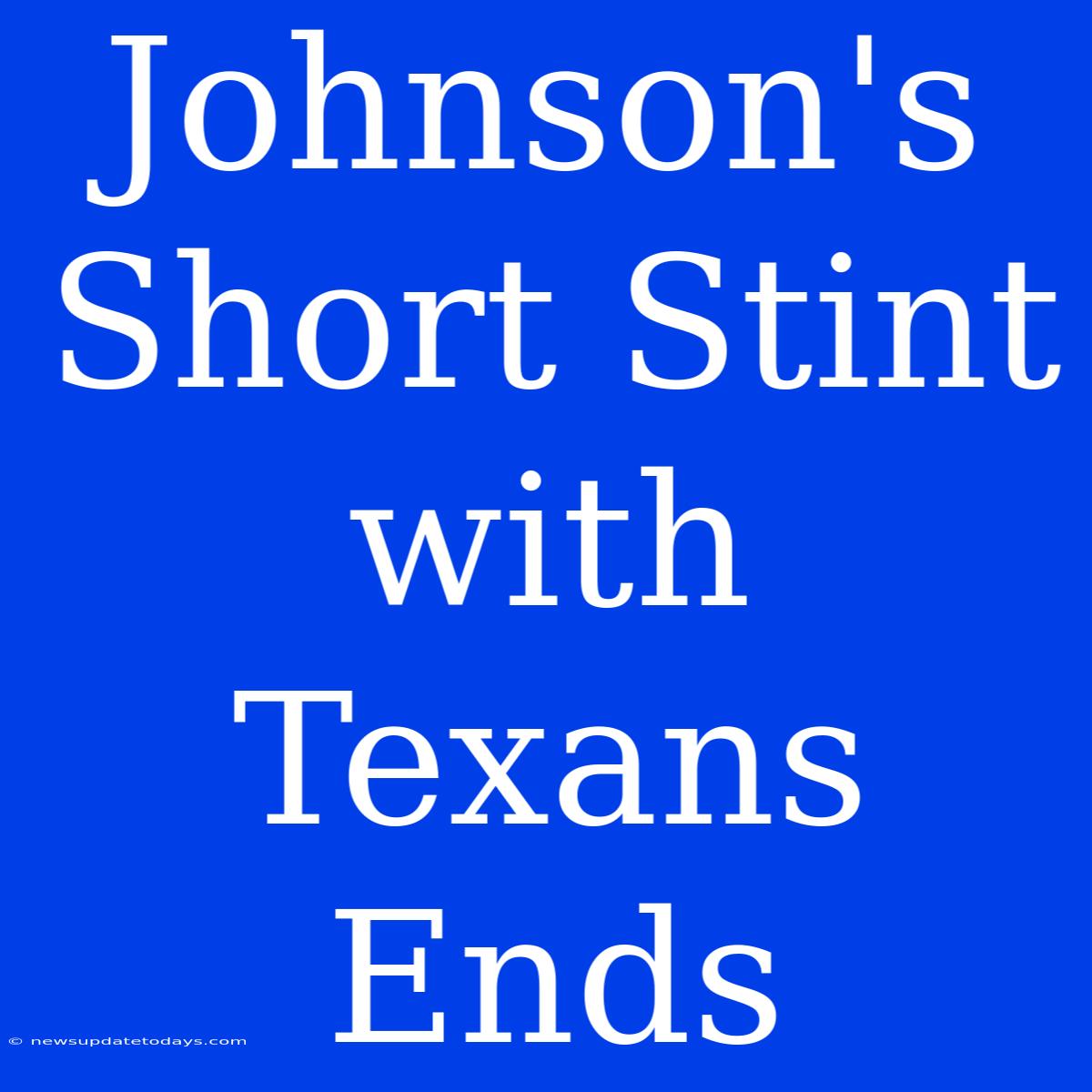 Johnson's Short Stint With Texans Ends