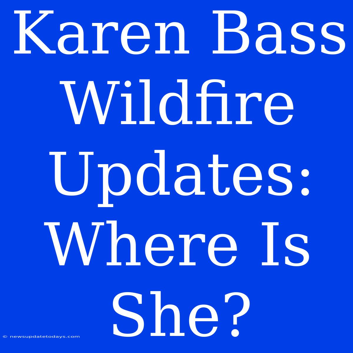 Karen Bass Wildfire Updates: Where Is She?