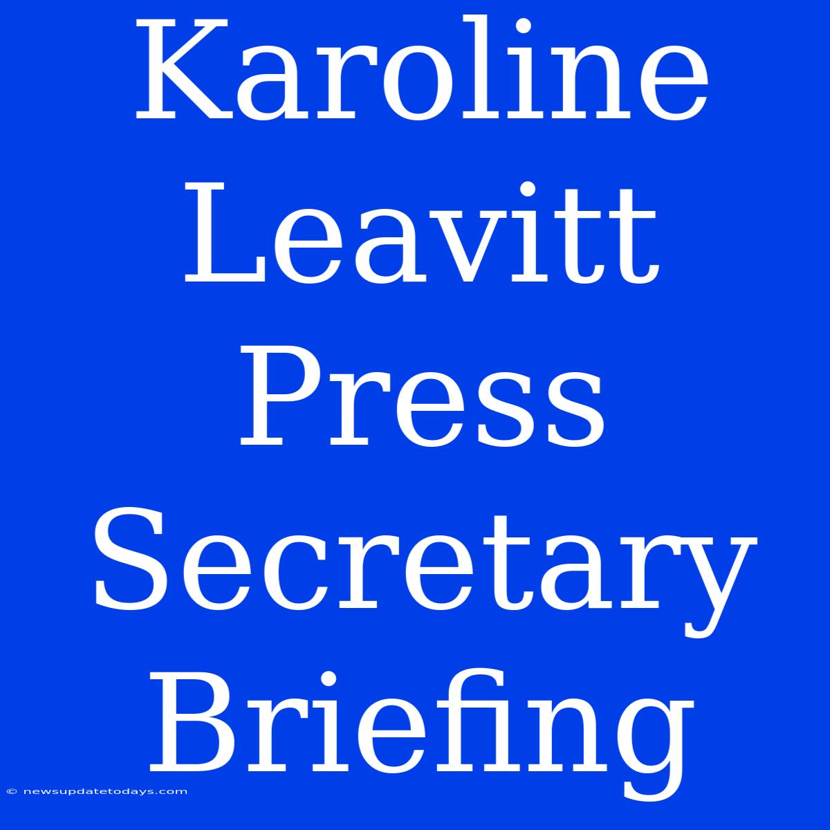 Karoline Leavitt Press Secretary Briefing