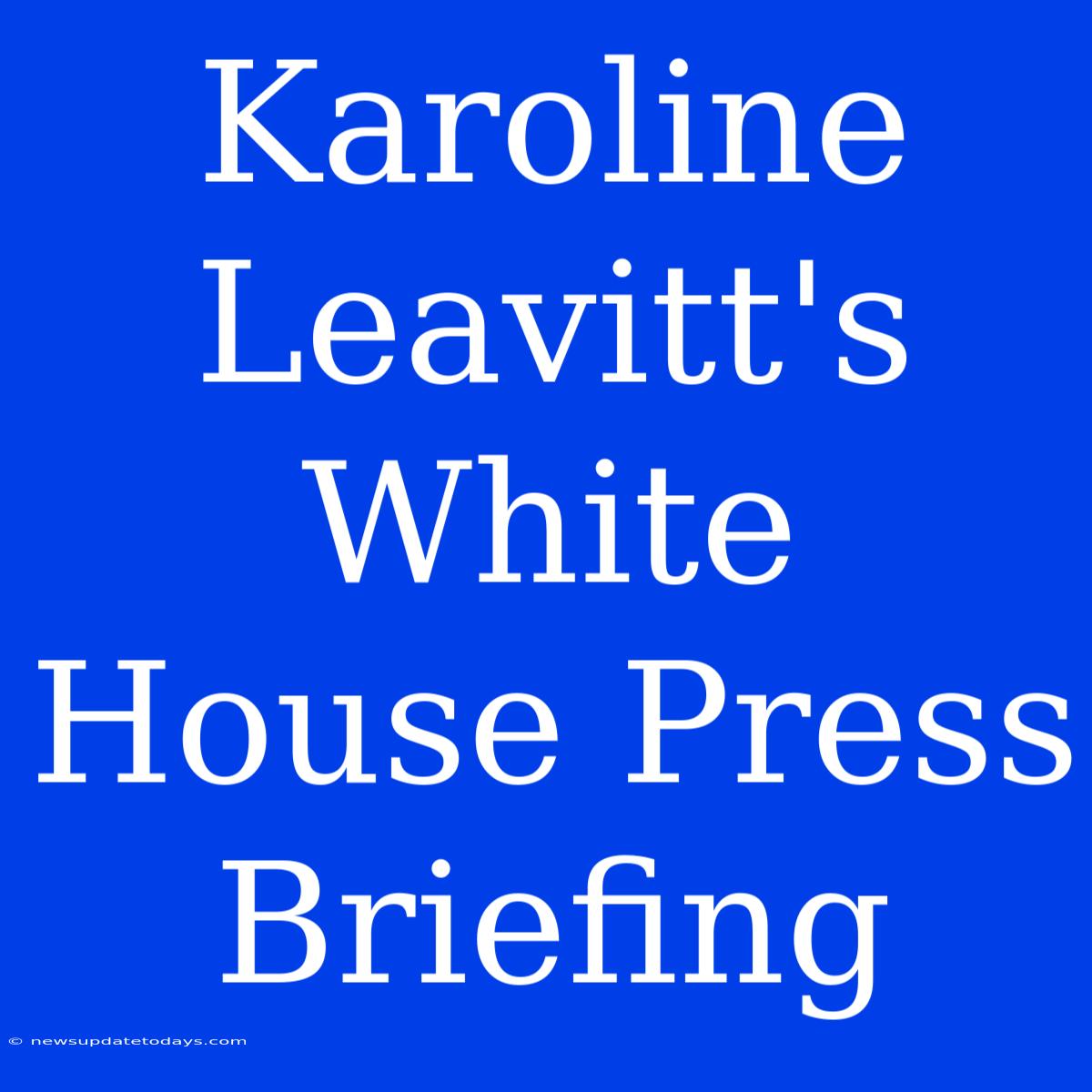 Karoline Leavitt's White House Press Briefing