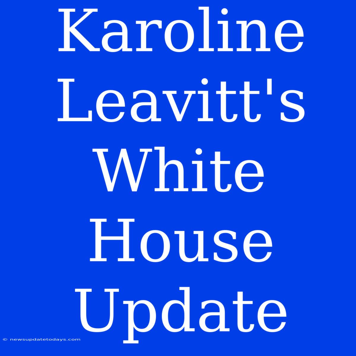 Karoline Leavitt's White House Update