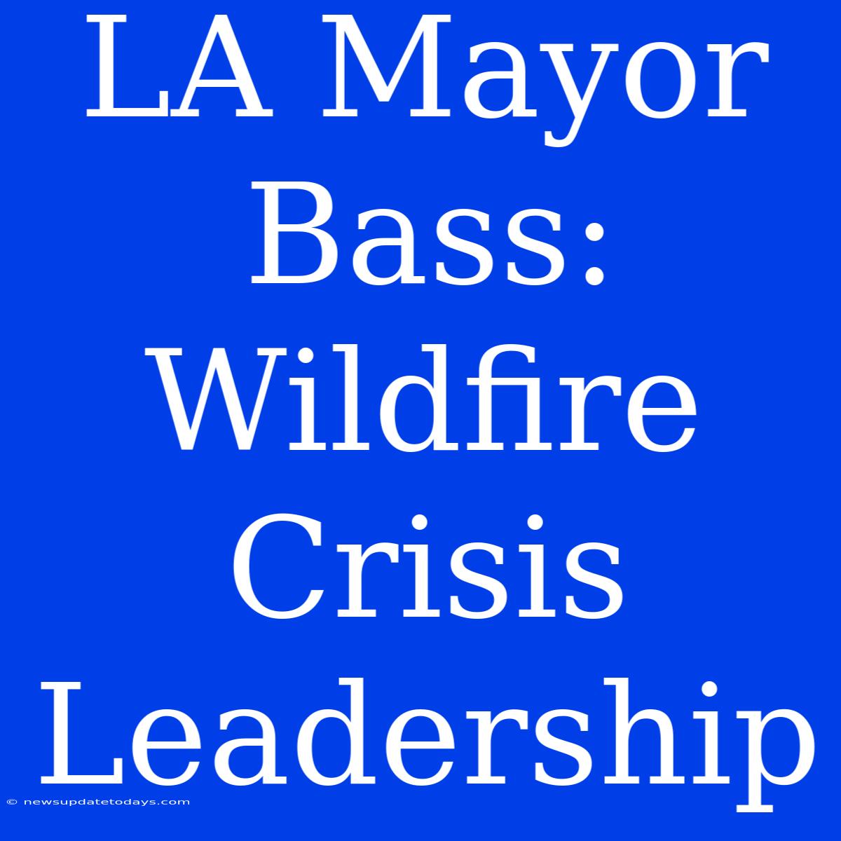 LA Mayor Bass: Wildfire Crisis Leadership