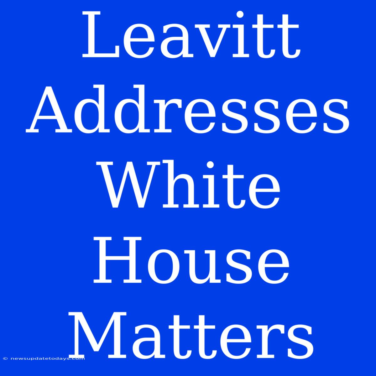 Leavitt Addresses White House Matters