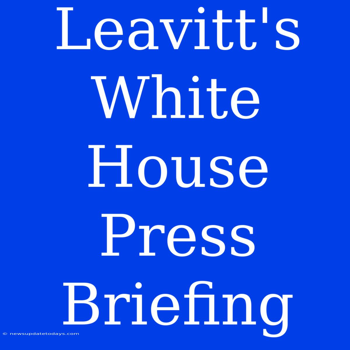 Leavitt's White House Press Briefing