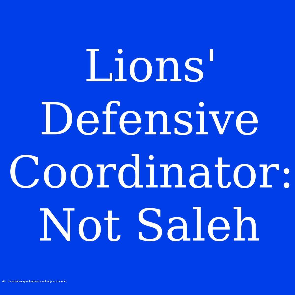 Lions' Defensive Coordinator: Not Saleh