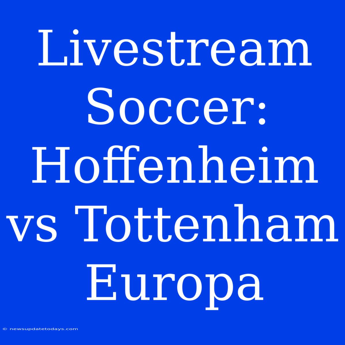 Livestream Soccer: Hoffenheim Vs Tottenham Europa