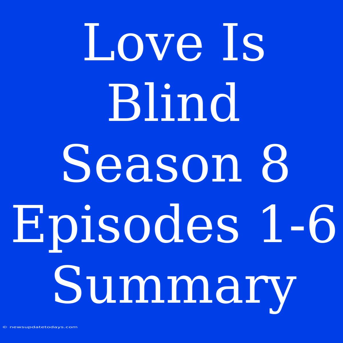 Love Is Blind Season 8 Episodes 1-6 Summary