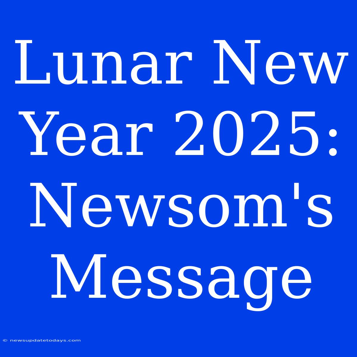 Lunar New Year 2025: Newsom's Message