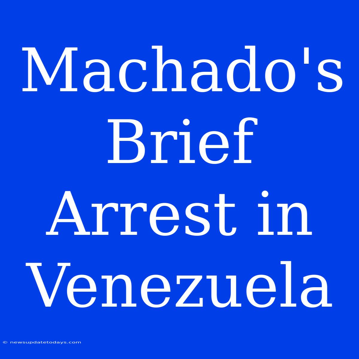 Machado's Brief Arrest In Venezuela