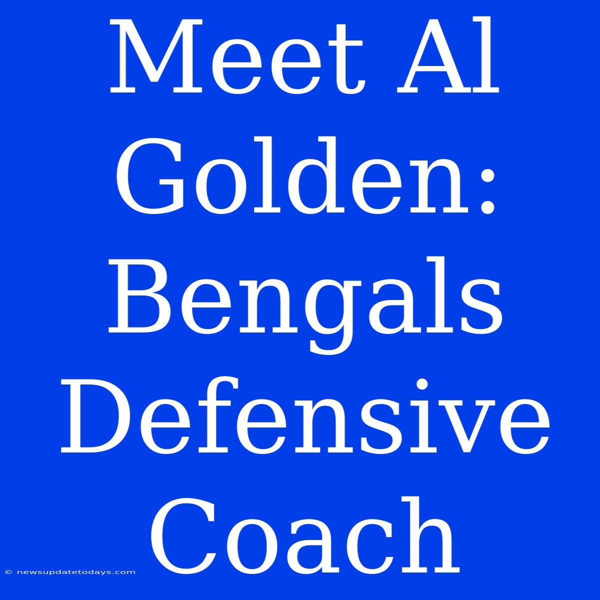 Meet Al Golden: Bengals Defensive Coach