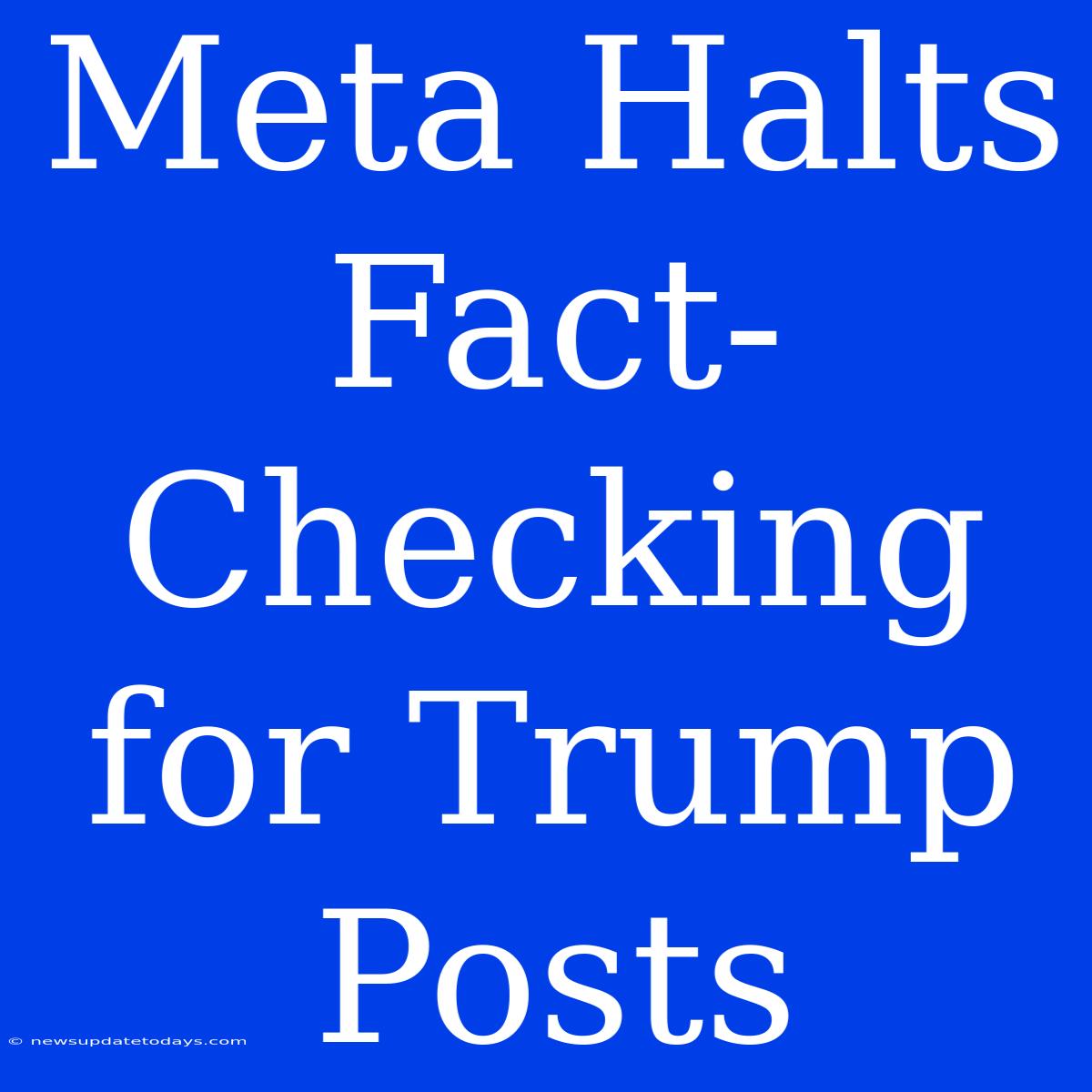 Meta Halts Fact-Checking For Trump Posts