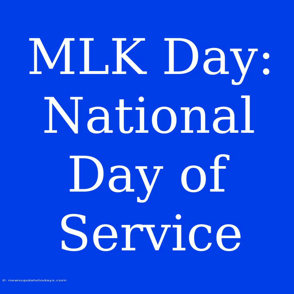 MLK Day: National Day Of Service