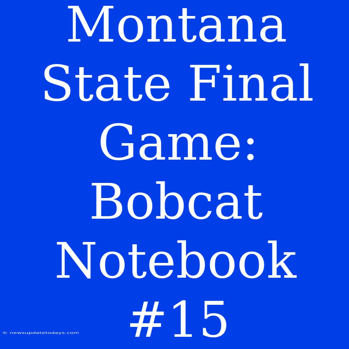 Montana State Final Game: Bobcat Notebook #15