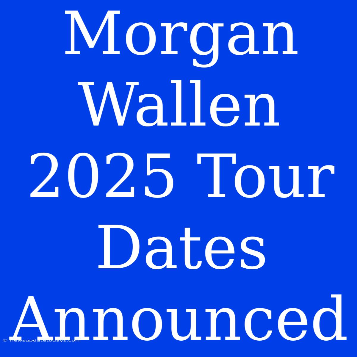 Morgan Wallen 2025 Tour Dates Announced