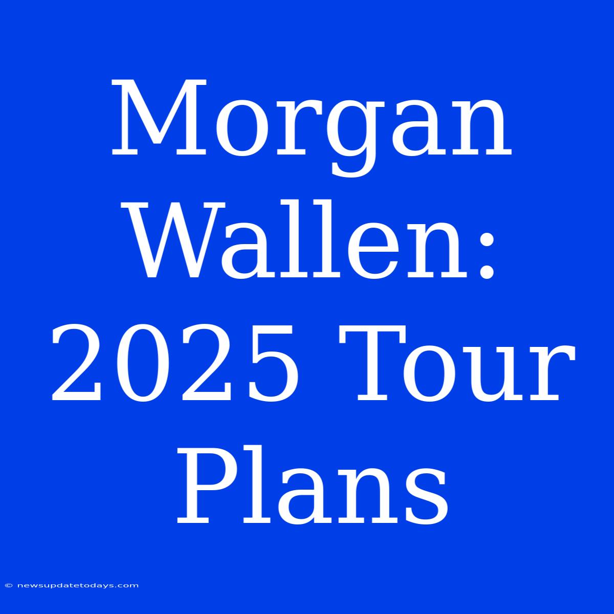 Morgan Wallen: 2025 Tour Plans