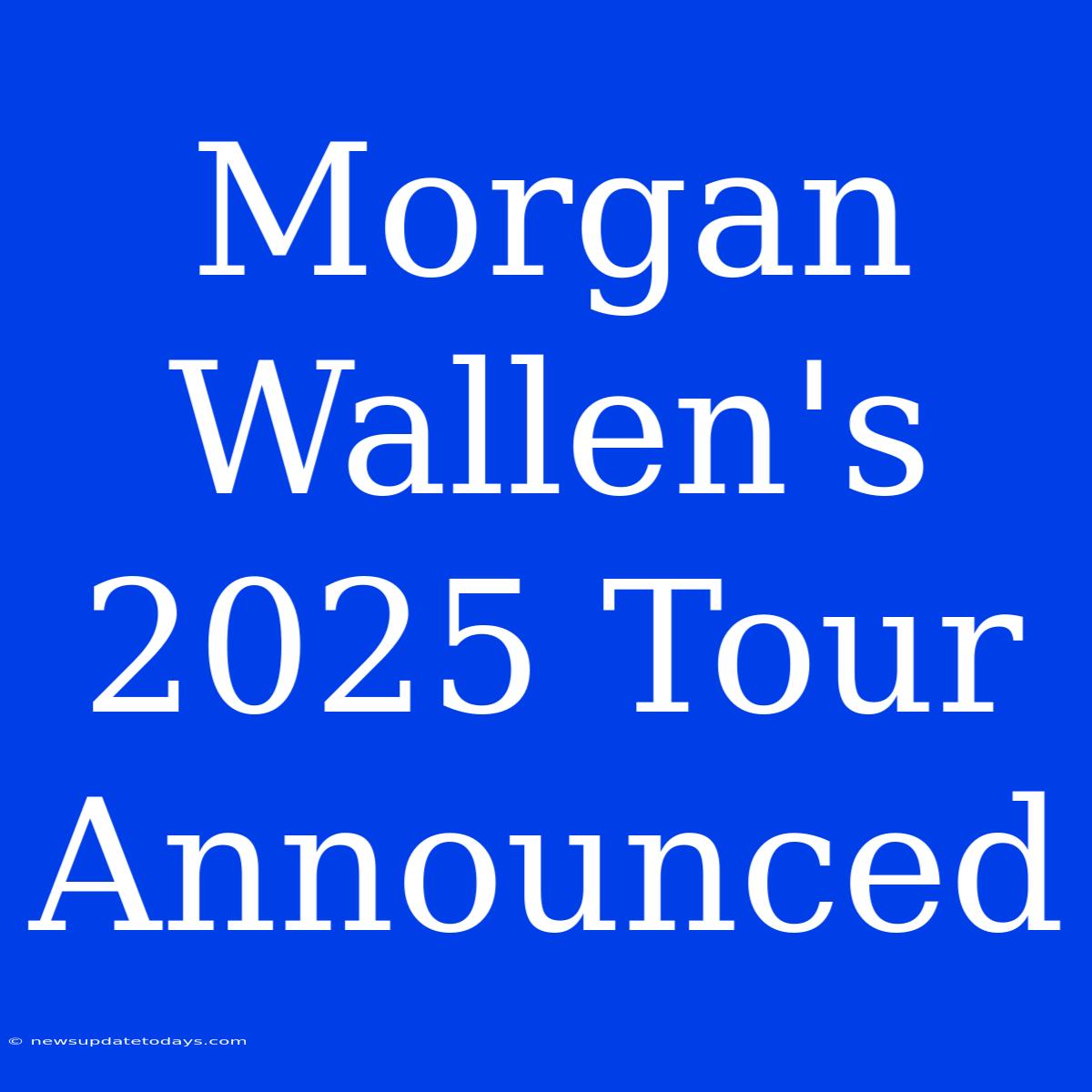 Morgan Wallen's 2025 Tour Announced