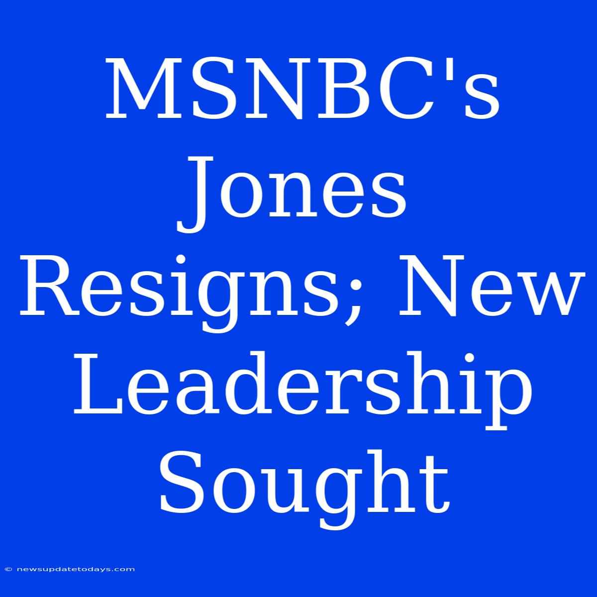 MSNBC's Jones Resigns; New Leadership Sought