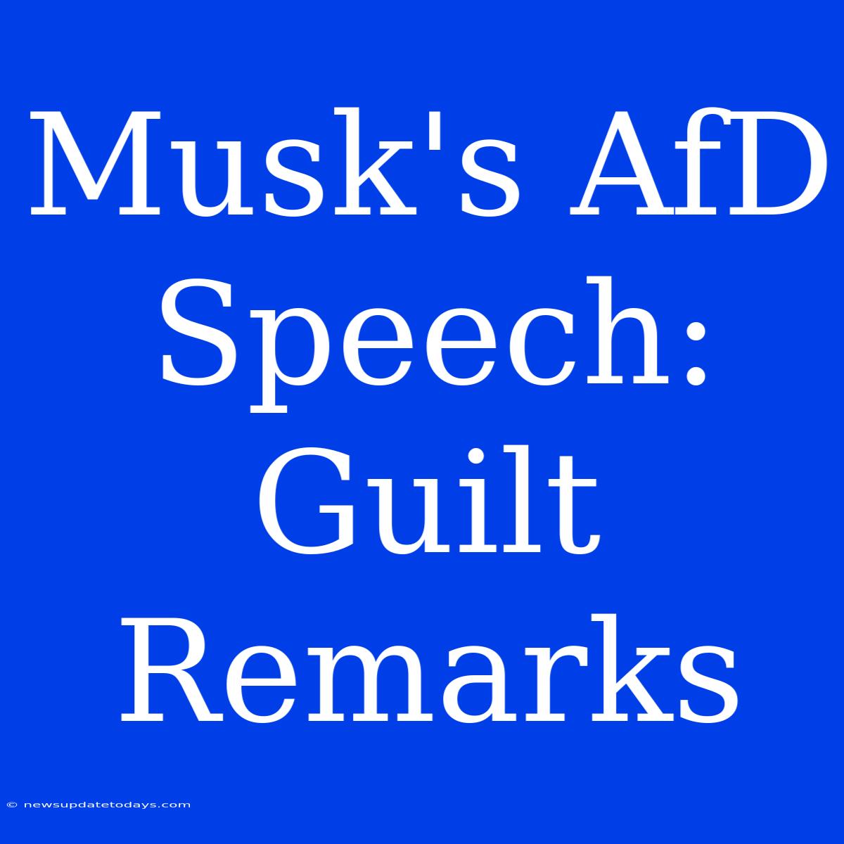 Musk's AfD Speech: Guilt Remarks