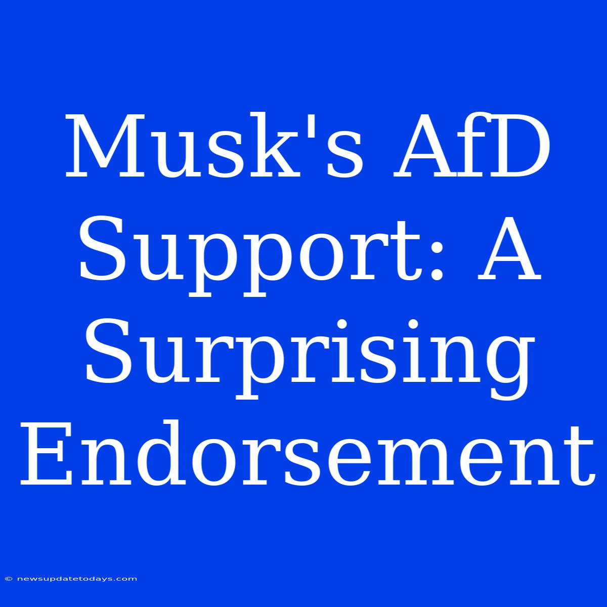 Musk's AfD Support: A Surprising Endorsement