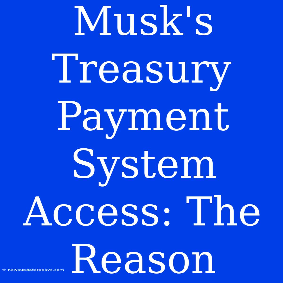 Musk's Treasury Payment System Access: The Reason