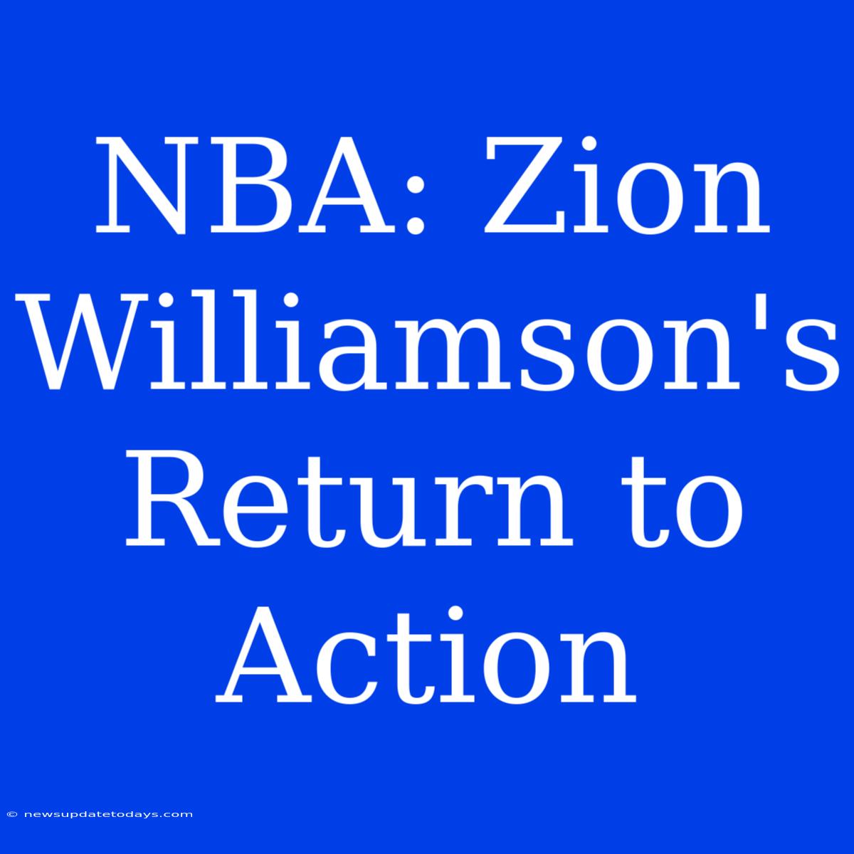 NBA: Zion Williamson's Return To Action