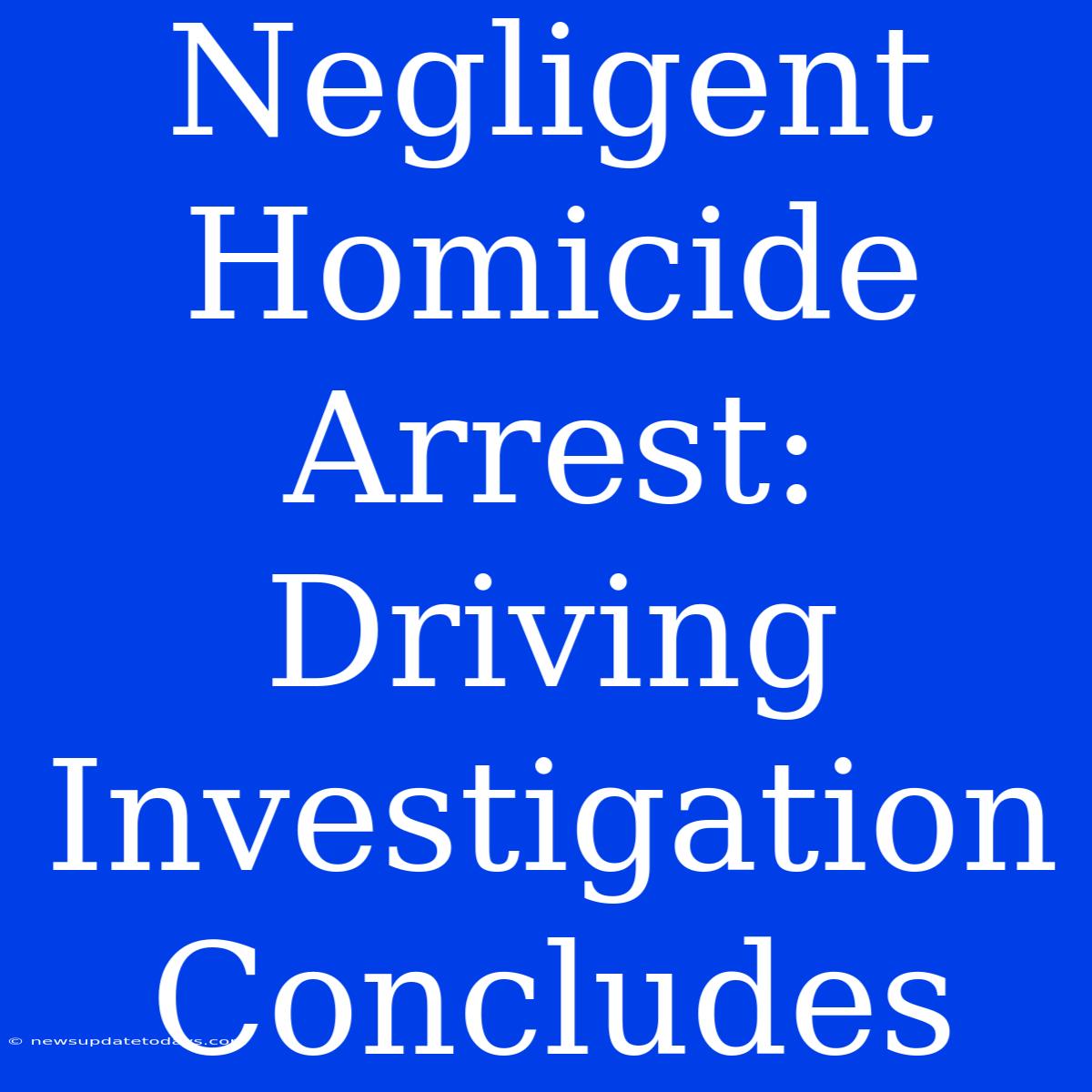 Negligent Homicide Arrest:  Driving Investigation Concludes