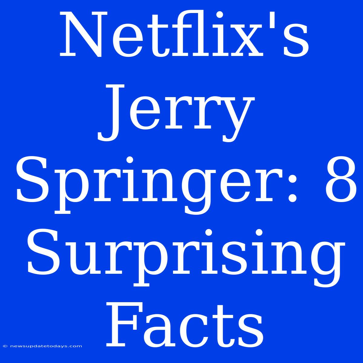 Netflix's Jerry Springer: 8 Surprising Facts