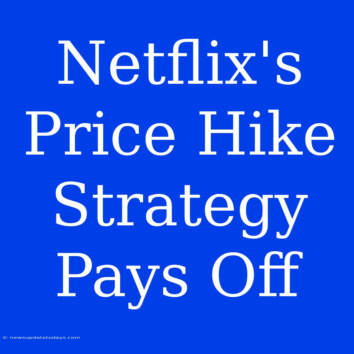 Netflix's Price Hike Strategy Pays Off