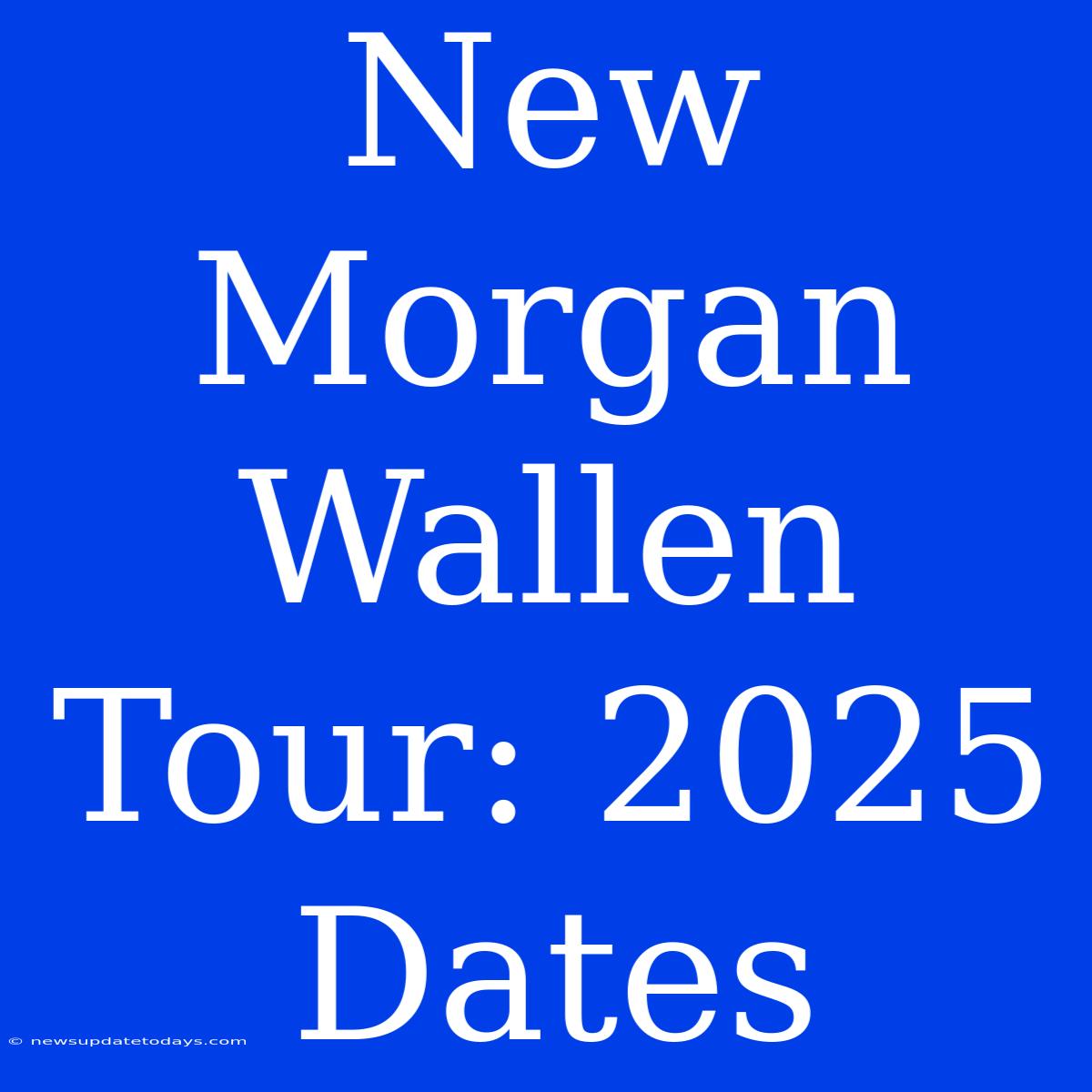 New Morgan Wallen Tour: 2025 Dates