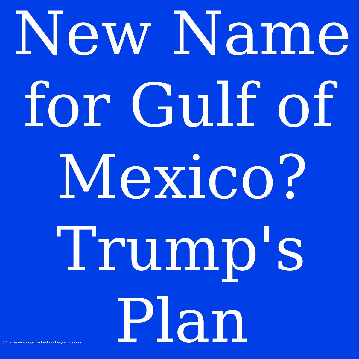 New Name For Gulf Of Mexico? Trump's Plan