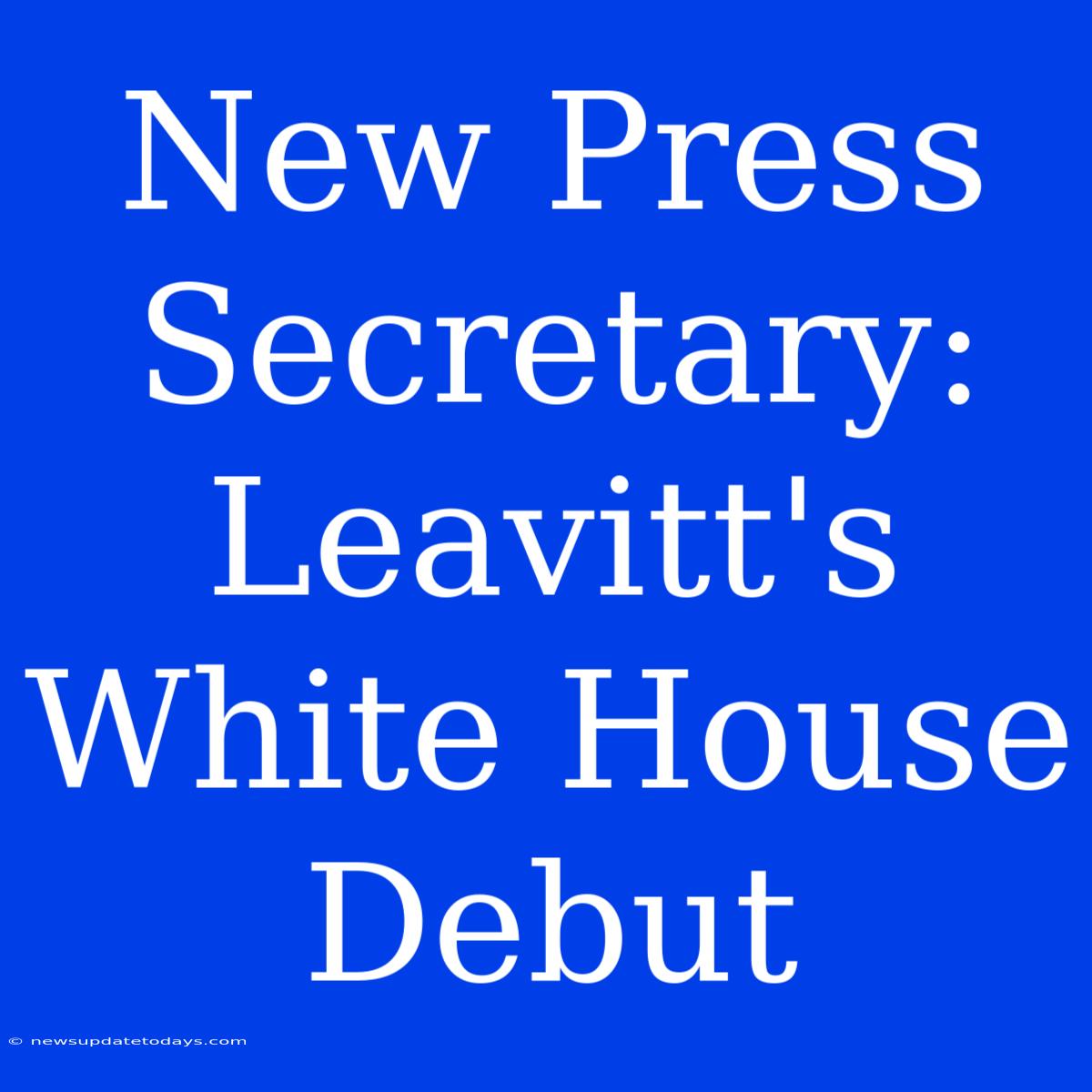 New Press Secretary: Leavitt's White House Debut