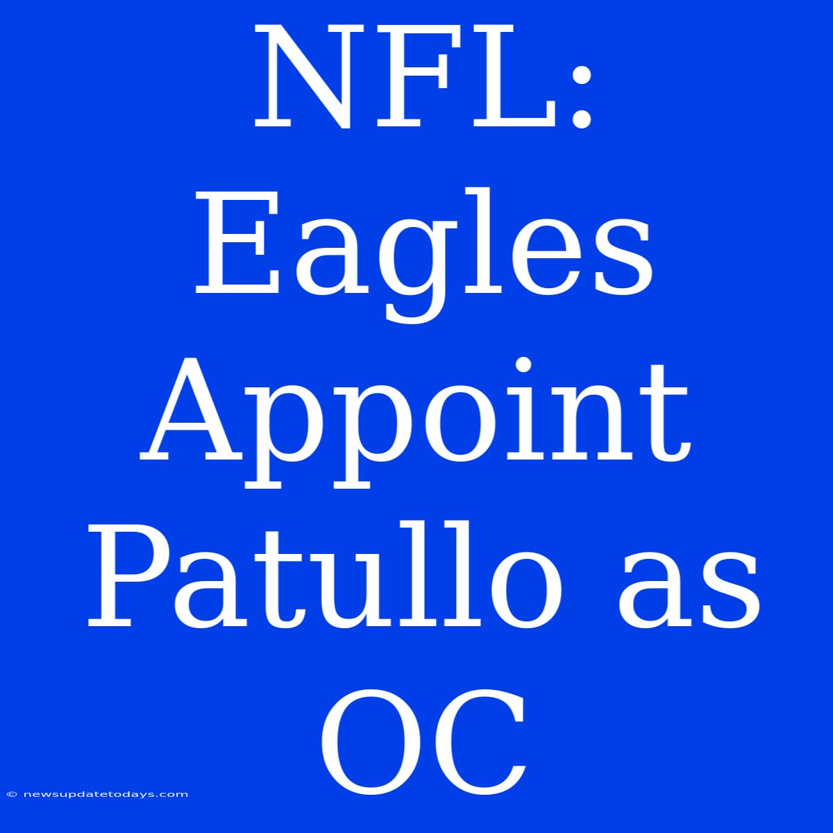 NFL: Eagles Appoint Patullo As OC