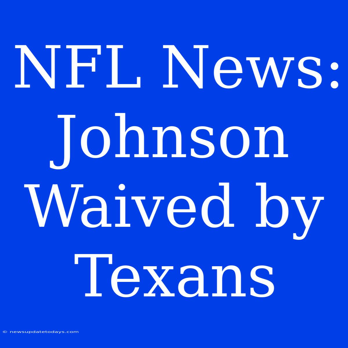 NFL News: Johnson Waived By Texans