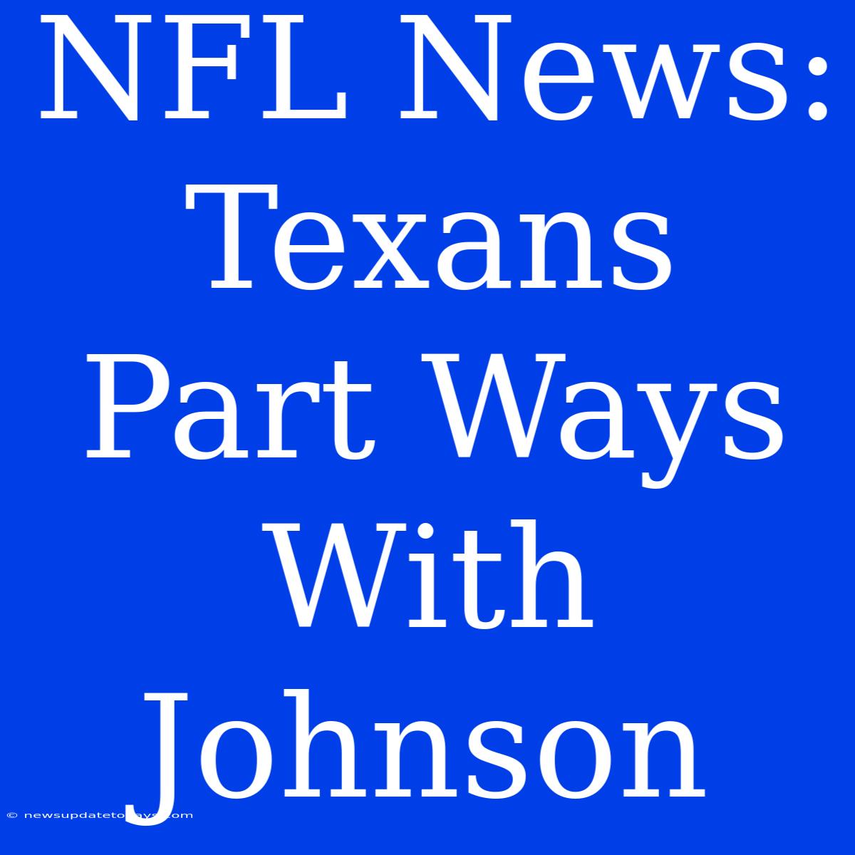 NFL News: Texans Part Ways With Johnson