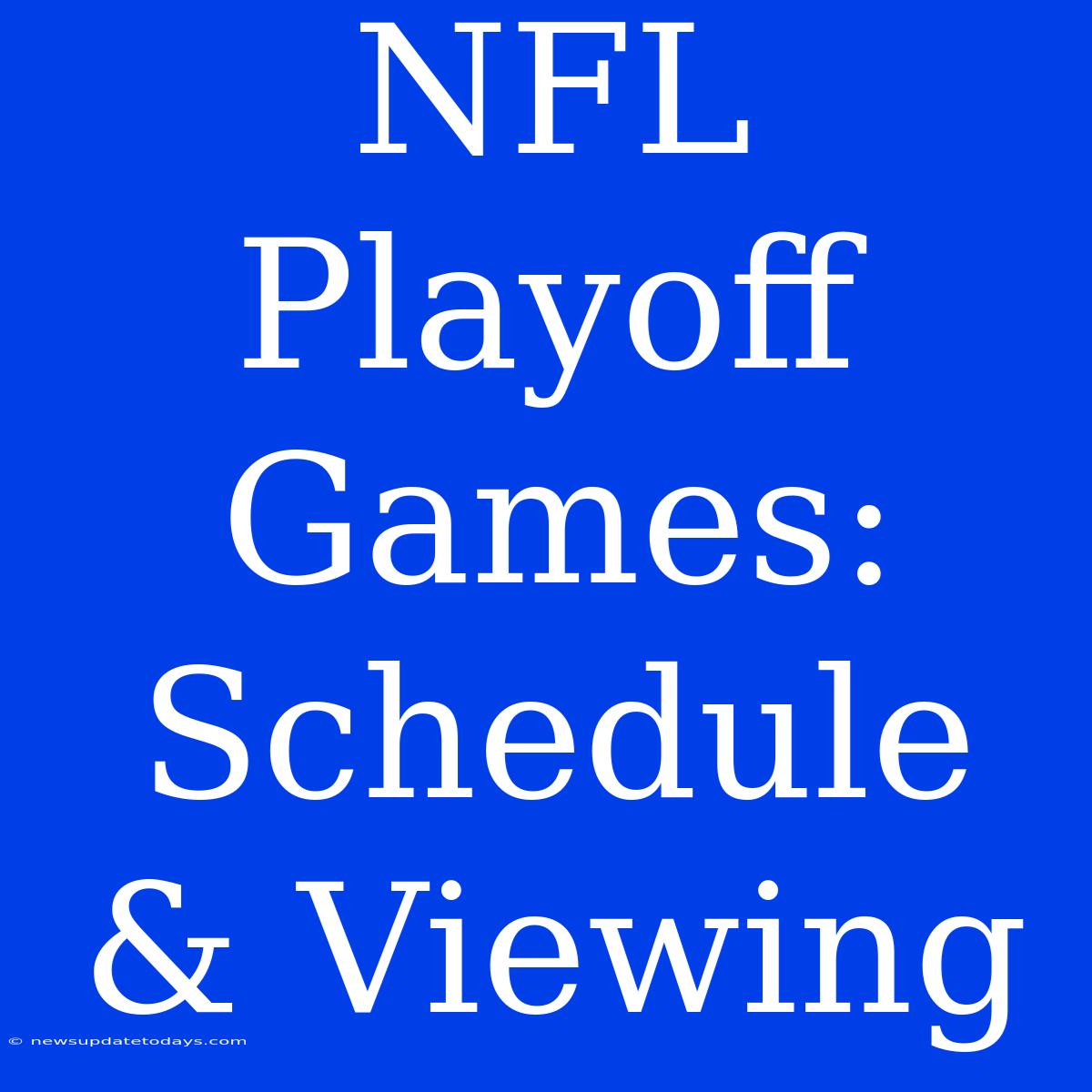 NFL Playoff Games: Schedule & Viewing