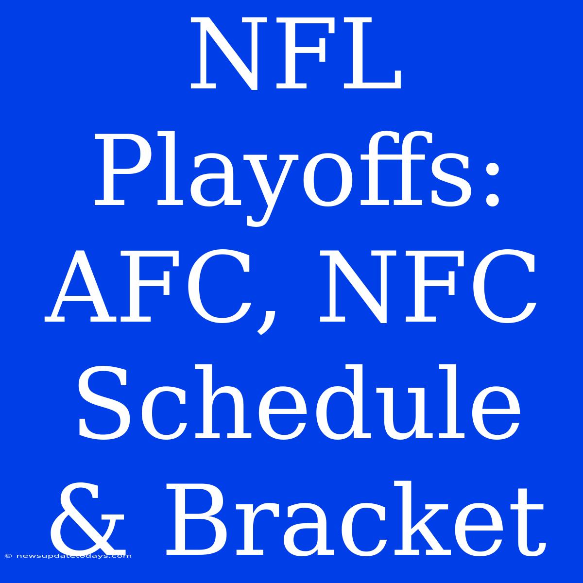 NFL Playoffs: AFC, NFC Schedule & Bracket