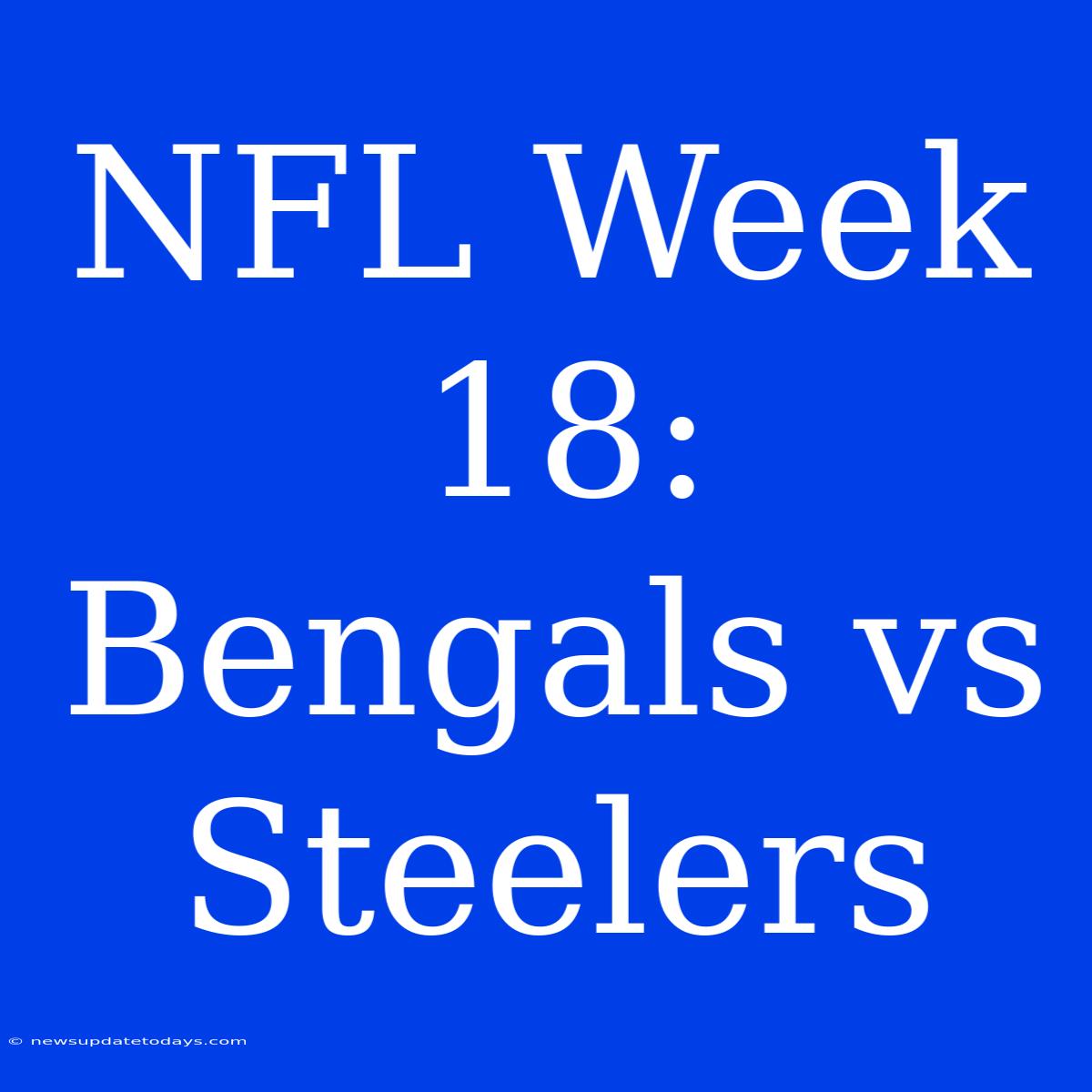 NFL Week 18: Bengals Vs Steelers