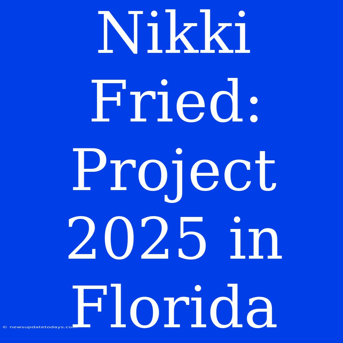 Nikki Fried: Project 2025 In Florida