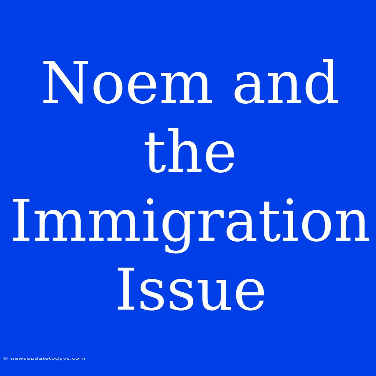 Noem And The Immigration Issue