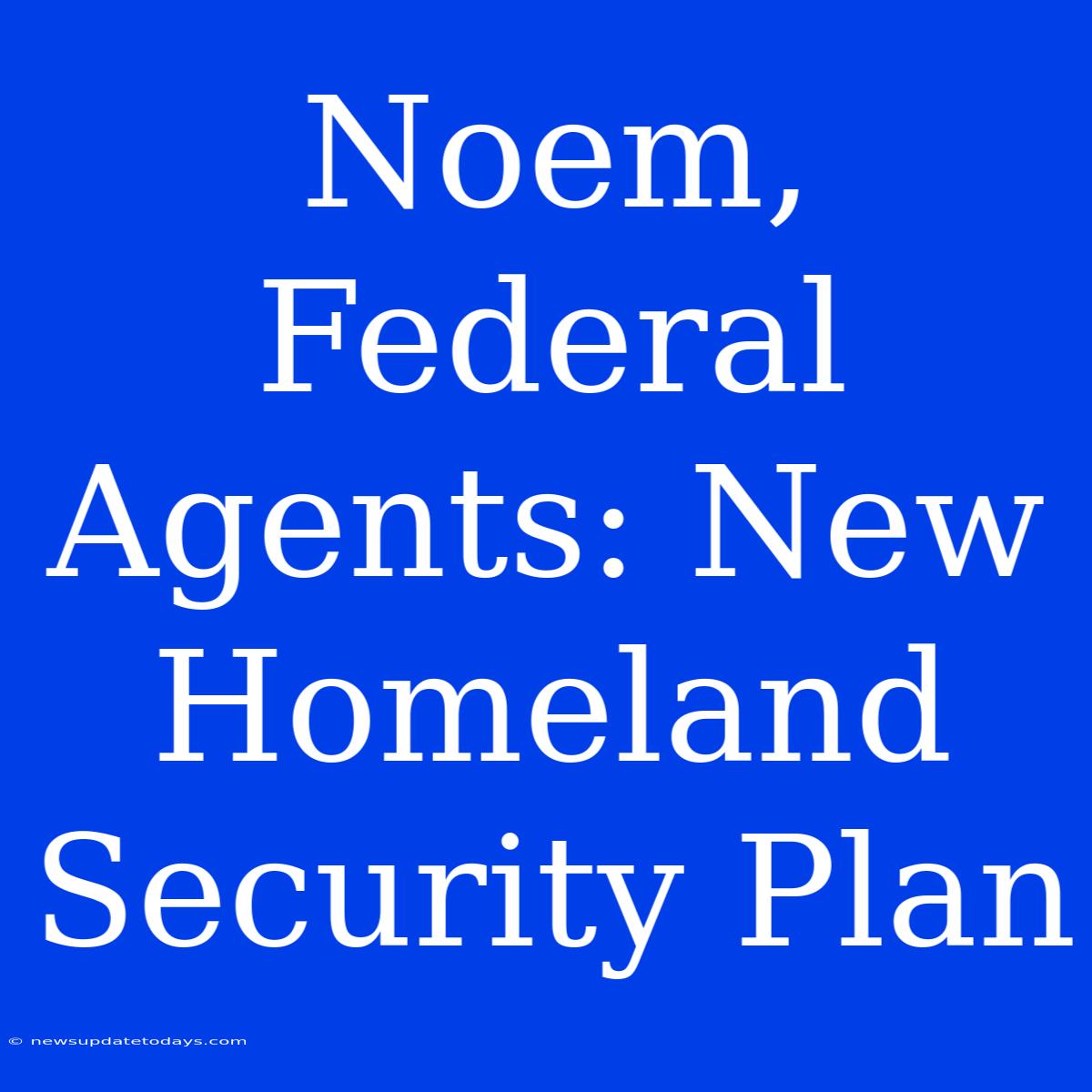 Noem, Federal Agents: New Homeland Security Plan