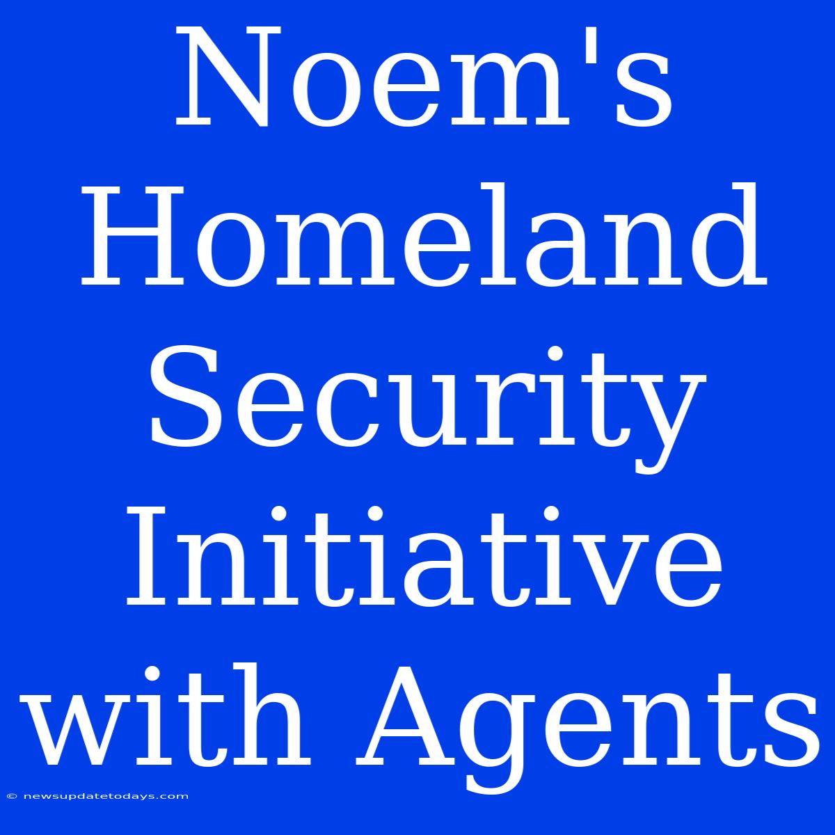 Noem's Homeland Security Initiative With Agents