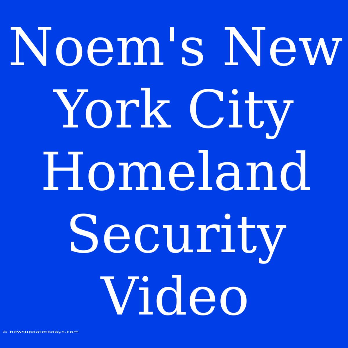 Noem's New York City Homeland Security Video