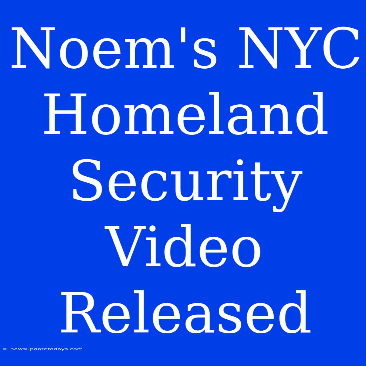 Noem's NYC Homeland Security Video Released