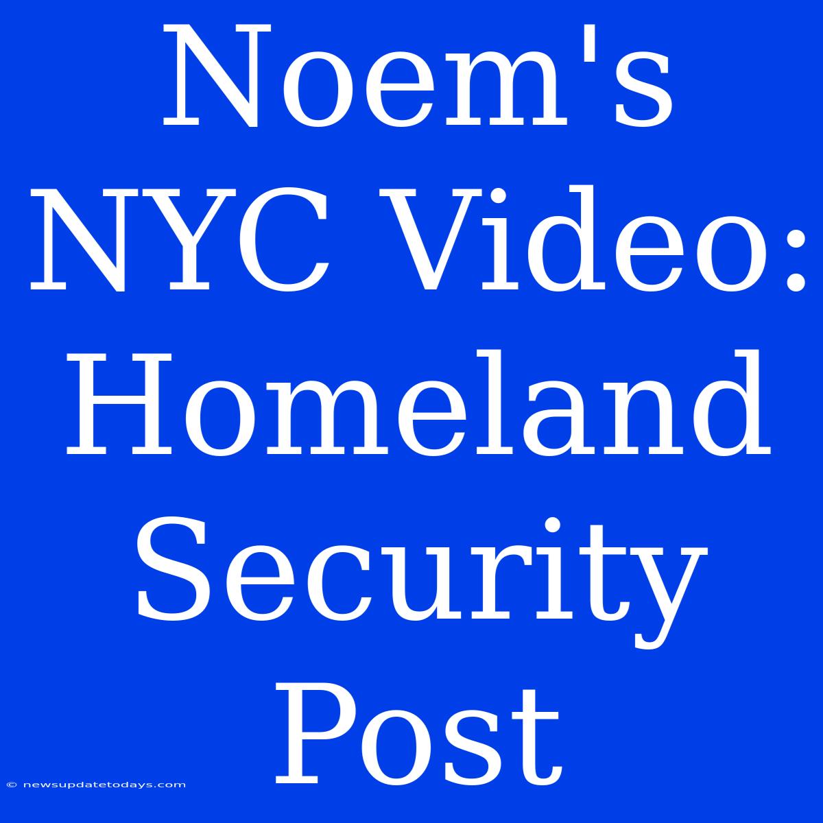 Noem's NYC Video: Homeland Security Post