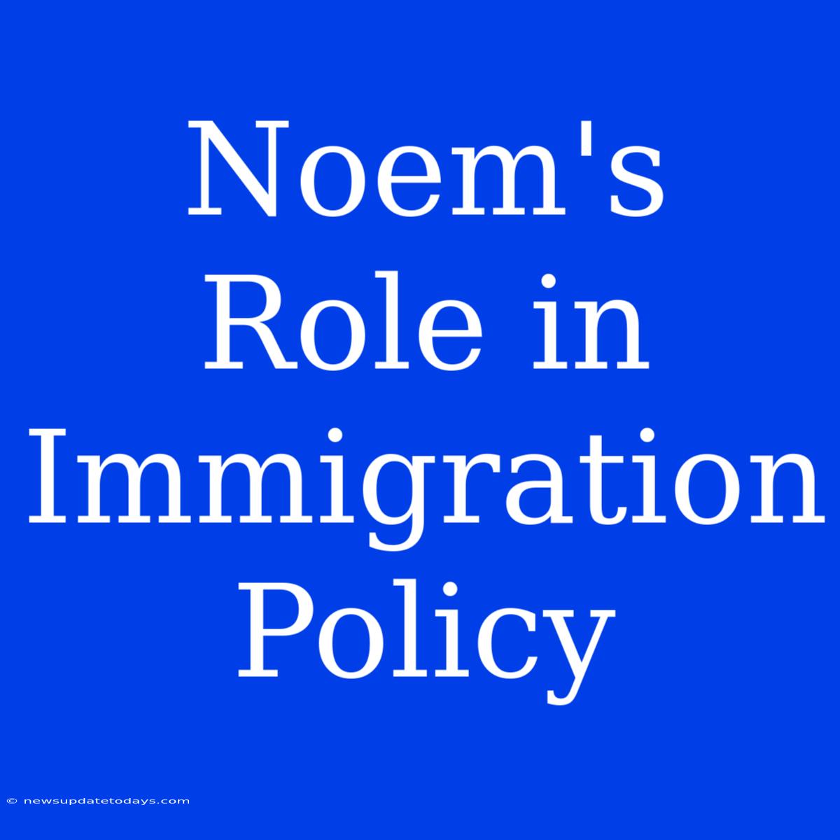 Noem's Role In Immigration Policy