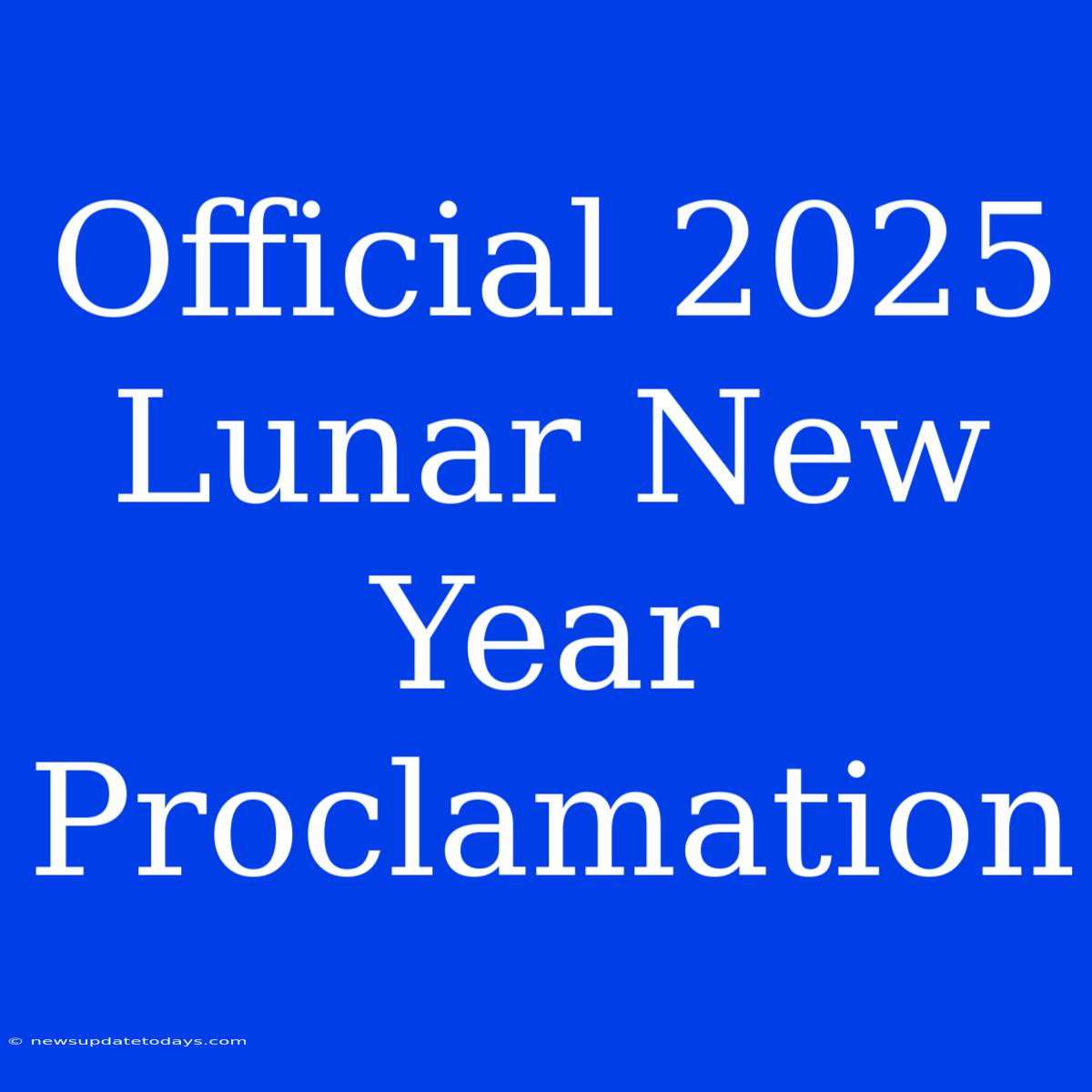 Official 2025 Lunar New Year Proclamation