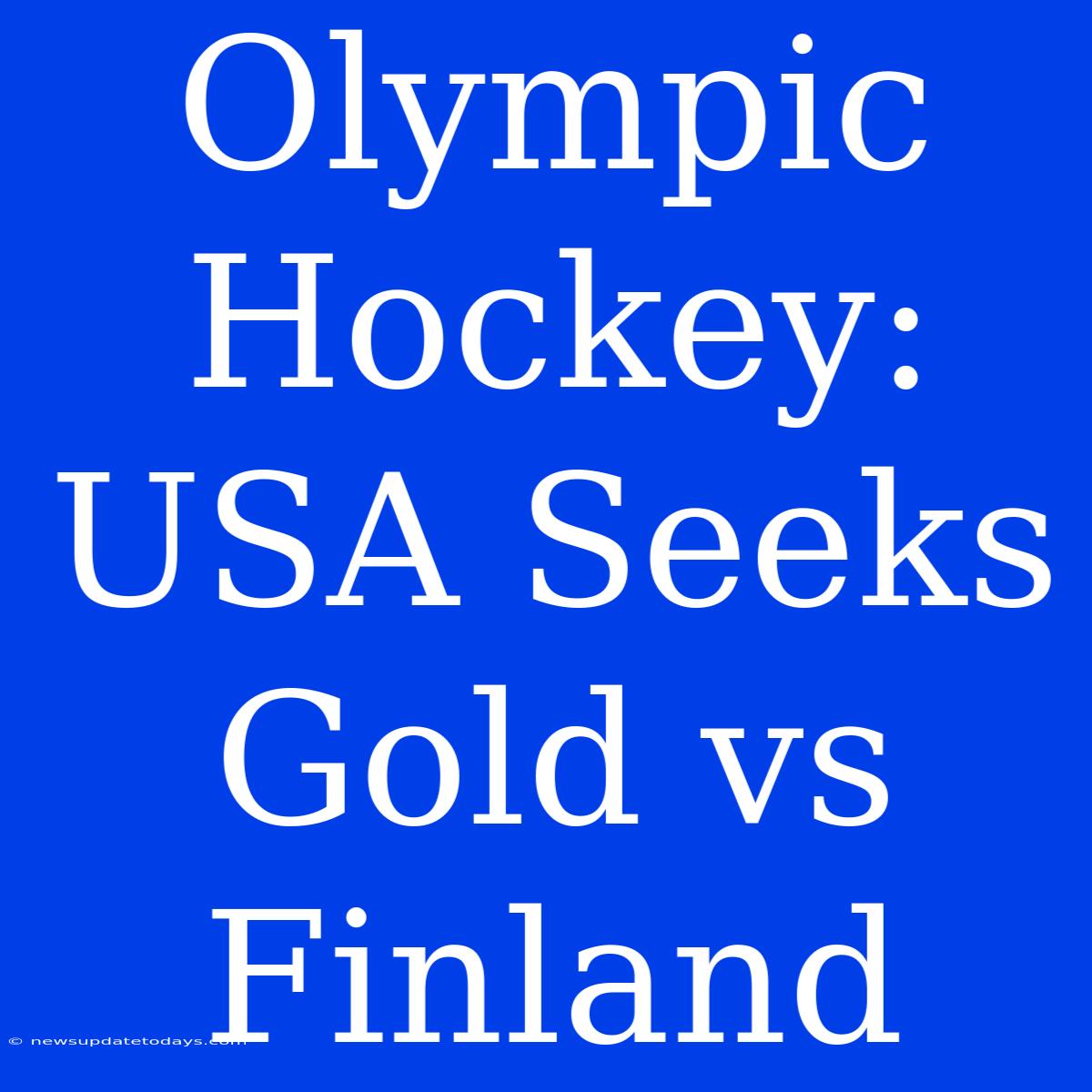 Olympic Hockey: USA Seeks Gold Vs Finland