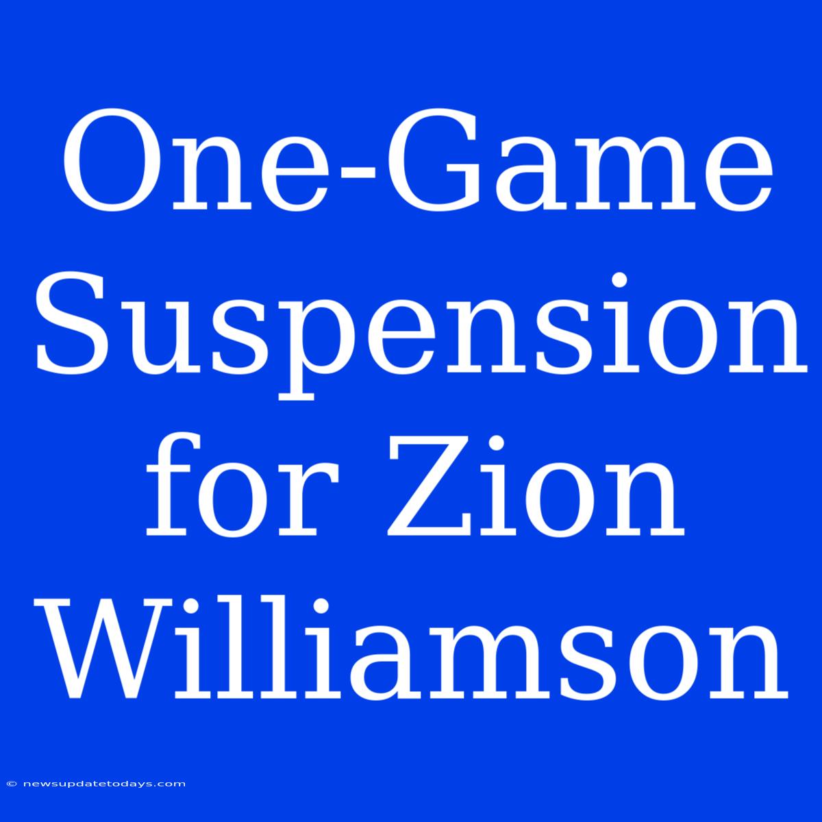 One-Game Suspension For Zion Williamson