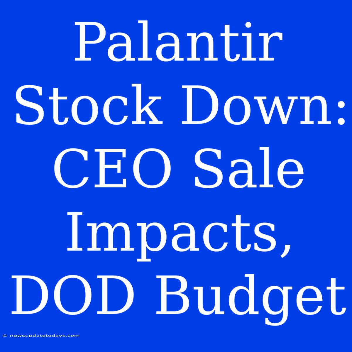 Palantir Stock Down: CEO Sale Impacts, DOD Budget